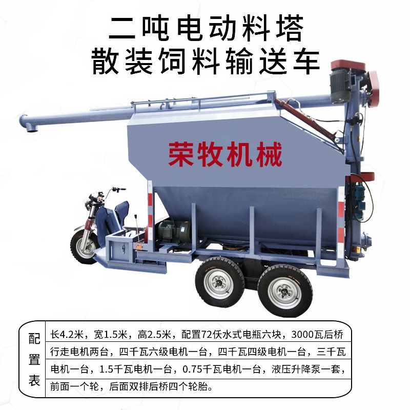 二噸電動料塔散裝飼料輸送車